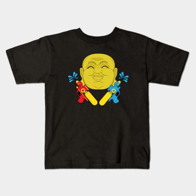 Songkran Thai Water Festival Buddha Kids T-Shirt by HotHibiscus